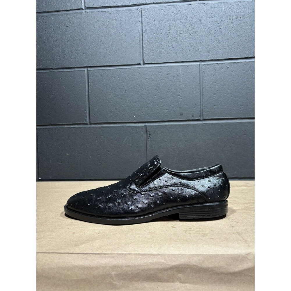 Black Ostrich Leather Slip On Dress Shoes Men’s Sz 13